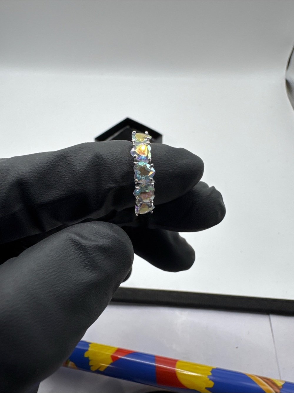 Sterling Silver Multi-Color Aurora CZ Eternity Ring